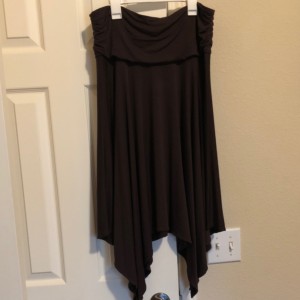 🤎Brown Draped midi maxi  skirt Asymmetrical Handkerchief Skirt - Picture 2 of 13